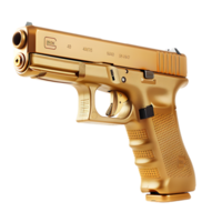 golden Glock gun on transparent isolated background png