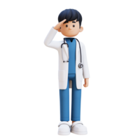 3D Doctor Character in Salute Pose. Suitable for Medical content png