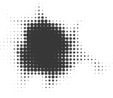 Halftone dotted shape. Paint blob with noisy effect. Abstract splatter shape png