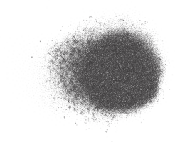 Halftone dotted circle shape. Stipple blob. Noisy abstract design element with grainy shadow texture. Random organic fluid. png