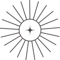 Outline frame with star. Aesthetic element. Minimal graphic sun shape. Y2k modern simple abstract figure with sparkle. Trendy geometric figure png