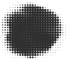 Halftone dotted shape. Paint blob with noisy effect. Abstract splatter circle shape. png