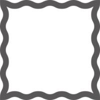 Wavy rectangle frame. Scallop edge box. Outline squiggle border. Groovy zigzag abstract shape. Cute square aesthetic banner. Retro art. png