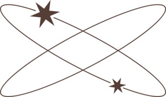 Aesthetic frame and shapes with stars. Minimal y2k outline graphic design with sparkles. Abstract orbit border. Trendy boho geometric template png