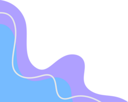 Blue wavy shape for corner decoration. Abstract curve fluid element for frame. Blobs png