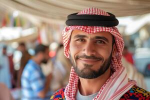 Smiling Arab Man In Traditional Attire photo