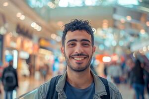 Young Man Smiling In Shopping Mall photo