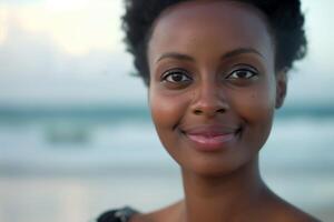 Beautiful Woman Smiling By The Beach photo