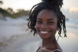 Young Woman Smiling On Beach photo