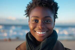 Smiling Young Person At Beach photo
