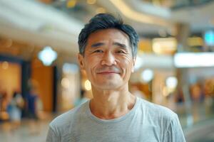 Happy Middle Aged Asian Man Smiling photo