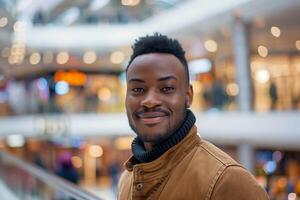 Smiling Man In Modern Shopping Mall photo