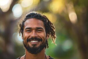 Smiling Man Outdoors In Natural Light photo