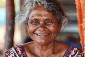 Aboriginal Australian Woman Smiling Brightly photo
