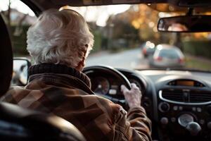Senior Citizen Driving Through Neighborhood photo
