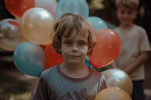 Children Celebrating With Colorful Balloons photo