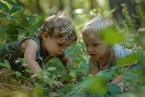 Curious Children Exploring Nature Together photo