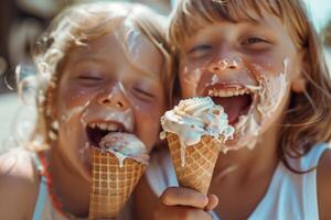Joyful Kids Enjoying Ice Cream Treats photo