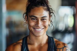 Smiling Female Athlete In Training photo