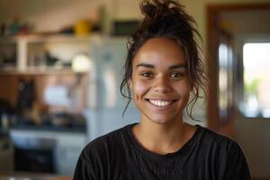 Smiling Woman In Casual Home Setting photo