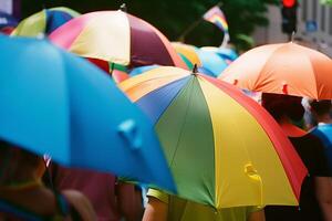 Colorful Umbrellas at Pride Day Parade photo