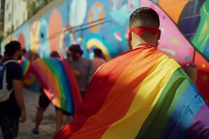 Celebrating Pride Day with Colorful Rainbow Flags photo