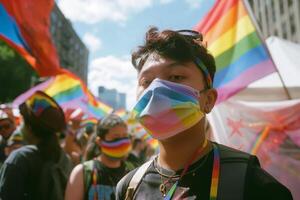 Vibrant Pride Day Celebration With Colorful Masks photo