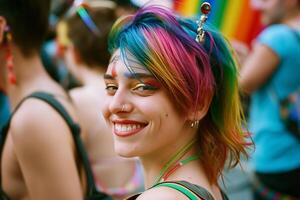 Smiling Participant at Pride Day Parade photo