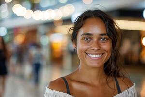 Smiling Woman In Shopping Mall photo