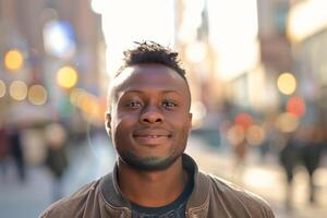 Smiling Man In Urban Street Setting photo