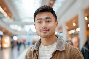 Young Man Smiling In Shopping Mall photo