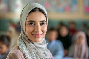 Happy Middle Eastern Woman Smiling Brightly photo