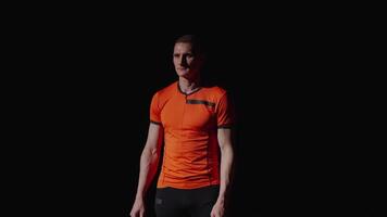 Endurance Athlete Runner Preparing To Start Of Sprint Running, Portrait In Stadium, Health and Sport video