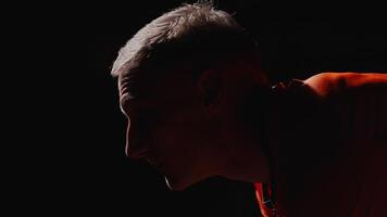 Runner Waiting Signal For Starting, Closeup View Of Male Face And Hands On Floor Of Stadium video