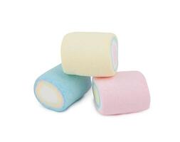Marshmallows of different colors isolated photo