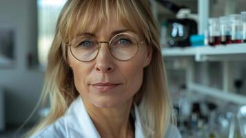 Portrait of a Professional Female Scientist in a Modern Laboratory Setting for Research and Development Projects photo