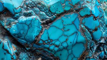 Smooth Polished Turquoise Stone Macro, Unique Patterns and Vibrant Blue Hues, Ideal for Poster, Card, and Graphic Design photo