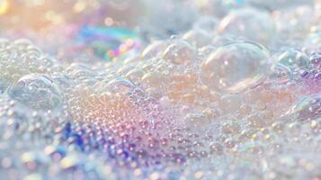 Iridescent Soap Bubbles Close-Up Texture for Backgrounds and Design Posters photo
