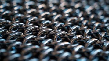 Detailed Close-Up of Metallic Chainmail Texture for Digital Background or Design Projects photo