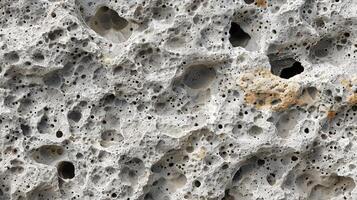 Closeup of a perforated rock, displaying unique features and texture photo