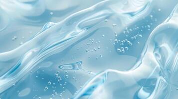 Smooth Gel-Like Surface with Light Blue Waves, Bubbles, and Ripples Abstract Background Design for Print, Poster, Card photo