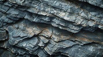 A detailed view of a rock surface showing numerous strata and layers photo