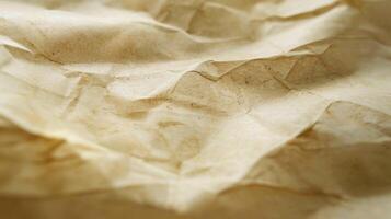 Textured Beige Parchment Paper Surface Showing Natural Wrinkles and Creases for Design and Craft Projects photo