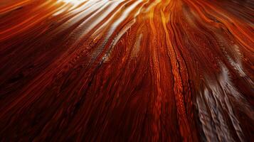 Detailed View of Smooth Glossy Lacquered Wood Texture with Rich Brown and Orange Tones for Design Background and Artistic Projects photo