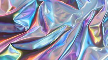 Iridescent Holographic Foil Surface with Smooth and Wrinkled Texture for Design and Creativity photo