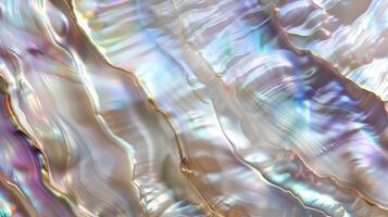 Iridescent Mother-of-Pearl Texture, Detailed Shiny Abalone Shell Surface for Design, Print, Card, Poster photo