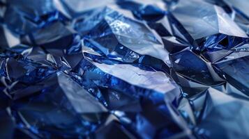 Abstract Close-Up of Polished Blue Crystal Surfaces, Ideal for Design, Poster, Print photo