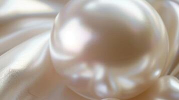 Close-Up of Smooth Polished Pearl Surface with Soft Light Reflections, Ideal for Jewelry and Design Projects photo