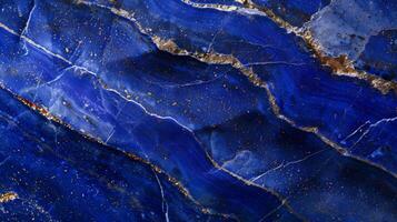 Detailed View of Smooth Polished Lapis Lazuli Stone with Gold Veins for Design and Decoration photo