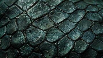 Close Up of Green Textured Reptile Skin Surface, Perfect for Nature, Biology, and Background Design Elements photo